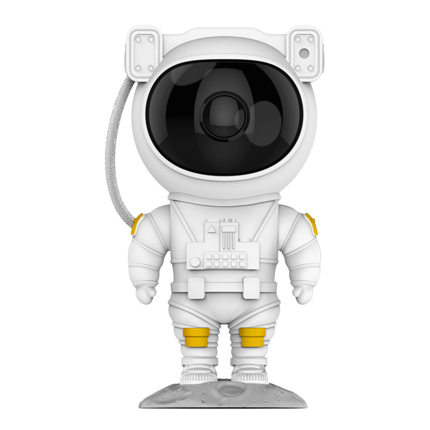 White SpaceBuddy astronaut galaxy projector figure with a black helmet on a white background